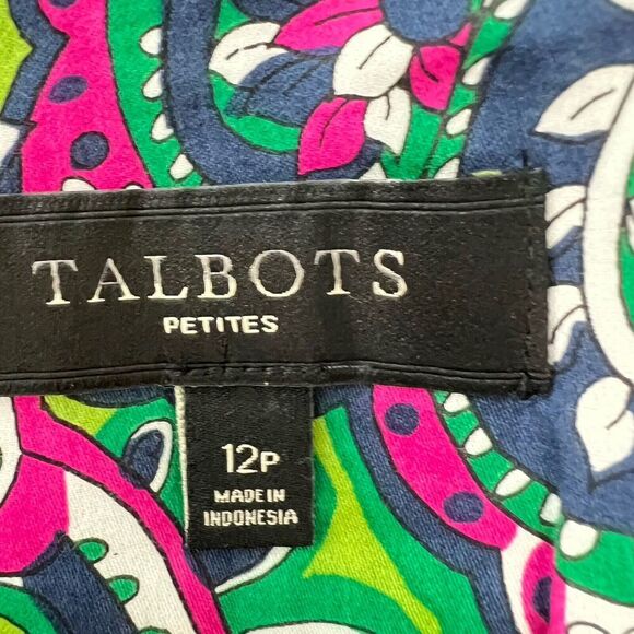 Talbots Petite Skirt Size 12P Pink Paisley Fully Lined 100% Cotton Colorful - Picture 9 of 10